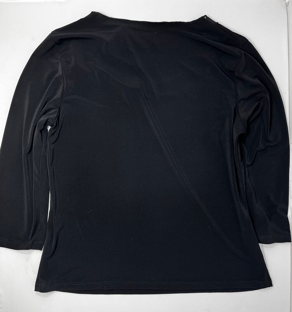 Vintage Biyaycda Career Woman's Black Blouse with sheer bow size M Pre-Owned